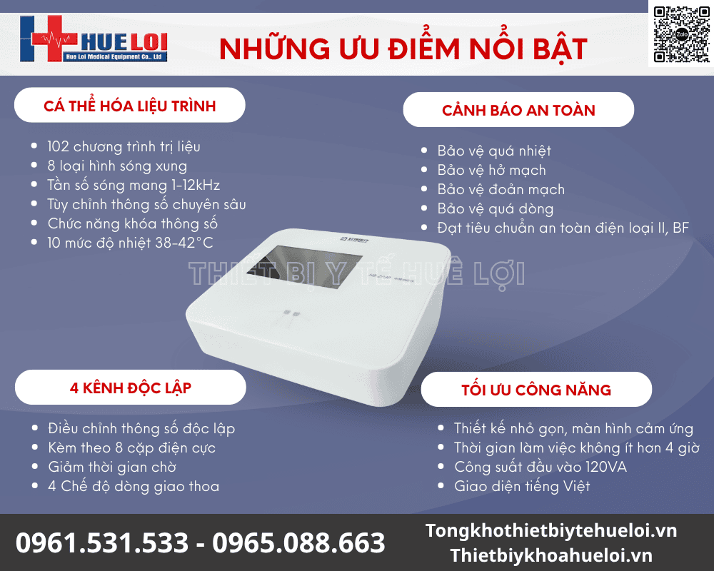 Máy Điện Xung Trung Tần Giao Thoa HB-ZP30 - 4 Kênh Độc Lập 19 điện trị liệu