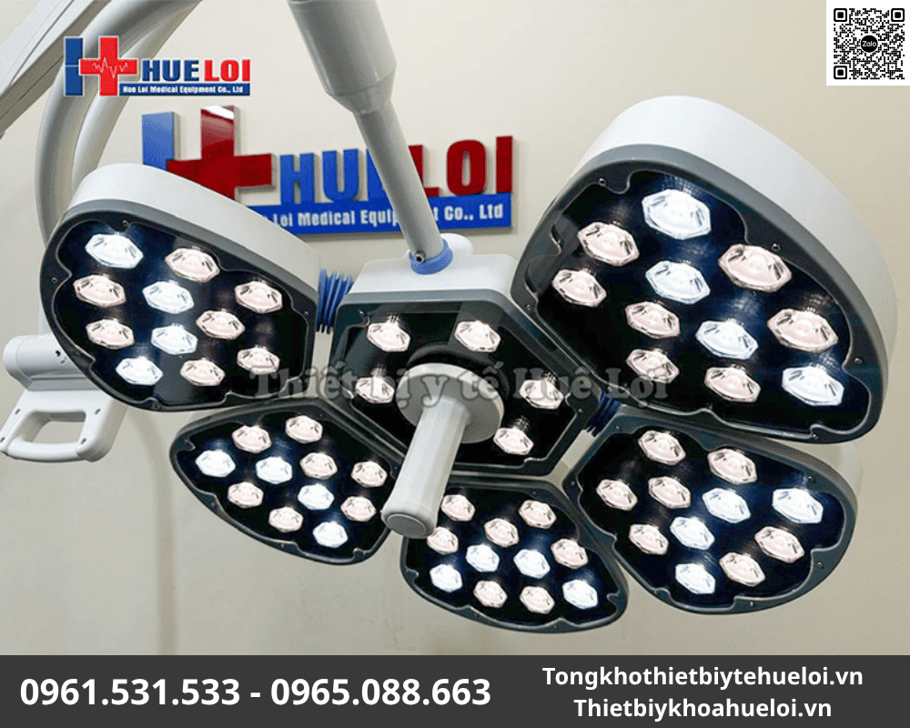 Đèn LED Phẫu Thuật Di Động 5 Cánh - Bóng LED OSRAM Đức 9 đèn phòng mổ có bánh xe