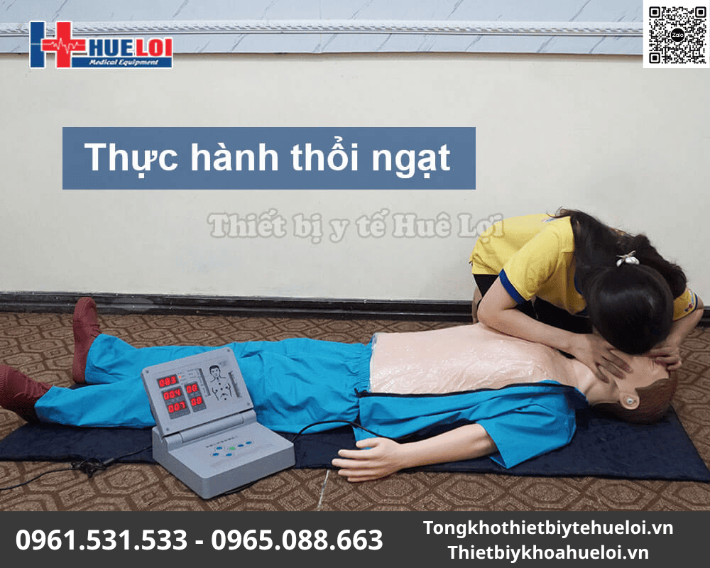Mô hình thực hành sơ cấp cứu toàn thân 170cm có monitor 17 mô hình ép tim thổi ngạt toàn thân